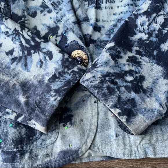 New Direction Sequins Tie  Dye Floral Pattern Blazer - Picture 7 of 14